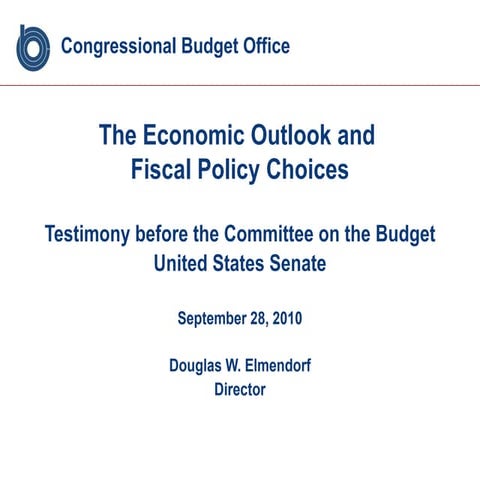 The Economic Outlook and Fiscal Policy Choices