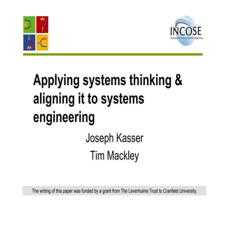 Applying systems thinking & aligning it to systems engineering | PDF