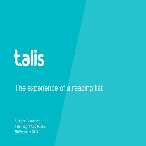 Academic and student experience with reading lists