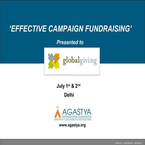 Effective Campaign Fundraising: Agastya International Foundation