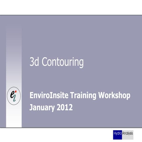 EnviroInsite training workshop - Three-dimensional contours