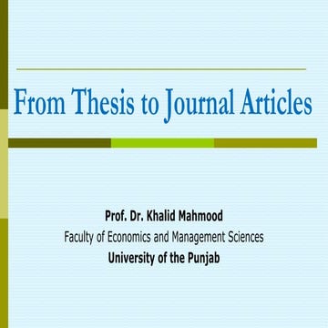 From thesis to journal articles