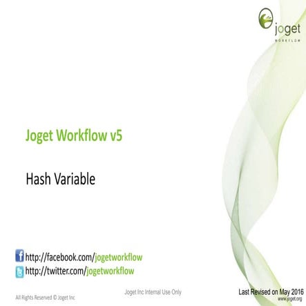 Joget Workflow v5 Training Slides - Module 9 - Hash variable