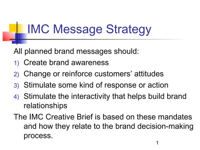 9 imc message strategy