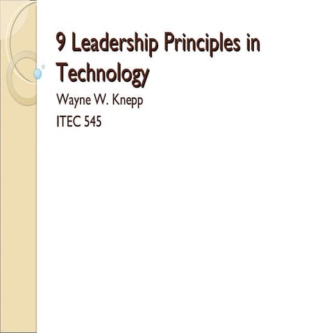 9 Leadership Principles In Technology
