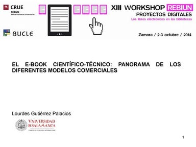 El e-book científico-técnico: panorama de los diferentes modelos comerciales.