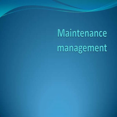 9. maintenance management