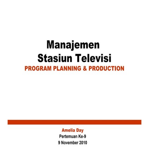 Program Planning & Production 