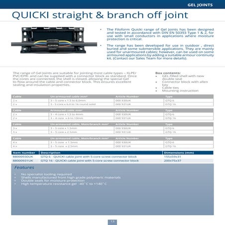 Quicki straight & branch gel joint | PDF