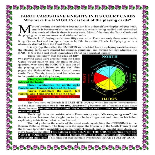 TAROT CARDS have KNIGHTs in its Court Cards, Why were the Knights cast out of the playing cards?