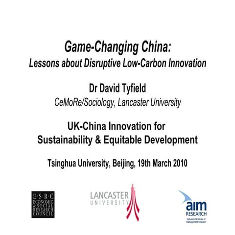 David Tyfield: Game-changing Innovation in China | PPT