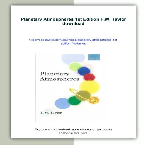 Planetary Atmospheres 1st Edition F.W. Taylor