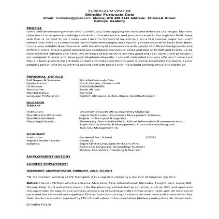 Silindile F Cele C.V 2016