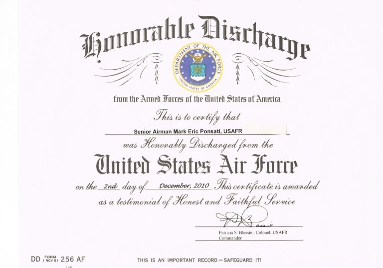 Ponsati Honorable Discharge USAF