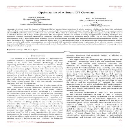Optimization of A Smart IOT Gateway