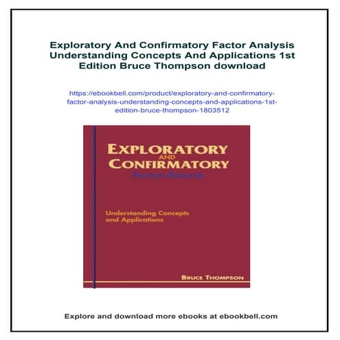 Exploratory And Confirmatory Factor Analysis Understanding Concepts And Appli...