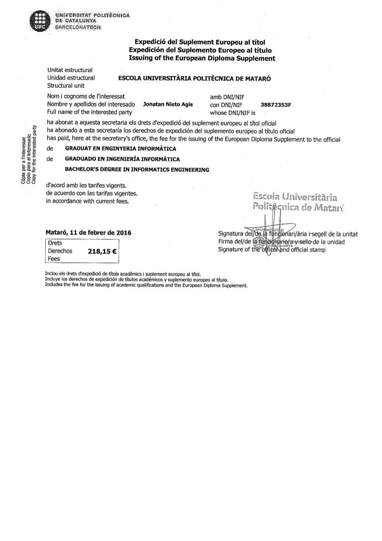 Certificado UPC titulo y Certificado Universidad terminación estudios… Certificado UPC titulo y Certificado Universidad terminación estudios…