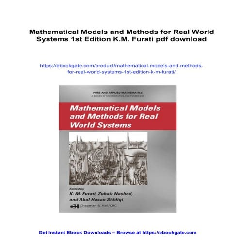 Mathematical Models and Methods for Real World Systems 1st Edition K.M. Furati