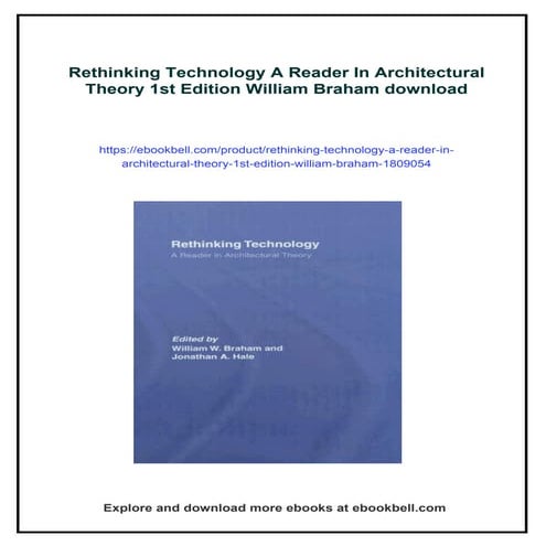 Rethinking Technology A Reader In Architectural Theory 1st Edition William Br...