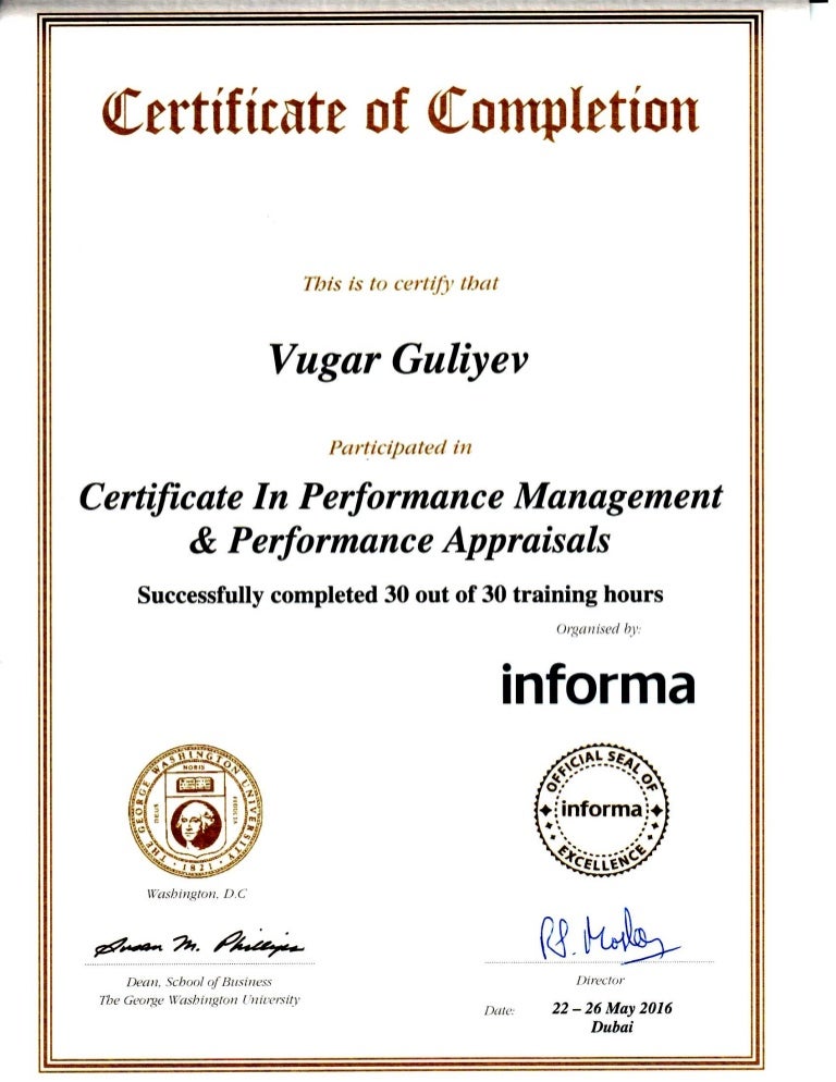 certificate in performance management and performance certificate of performance