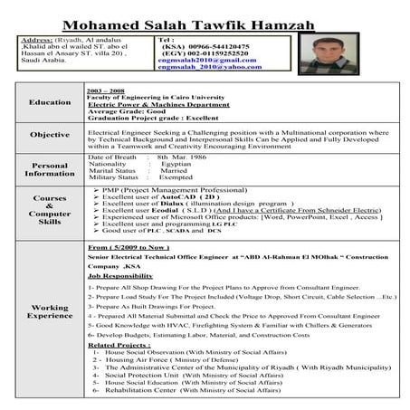 (C.V) Electrical Engineer