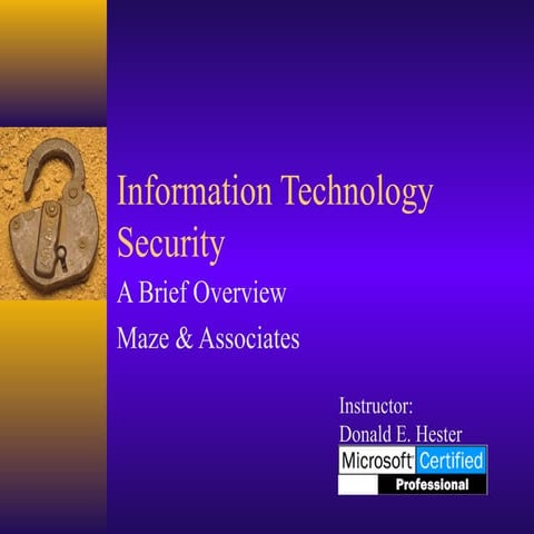 Information Technology Security A Brief Overview 2001