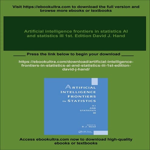 Artificial intelligence frontiers in statistics AI and statistics III 1st. Ed...