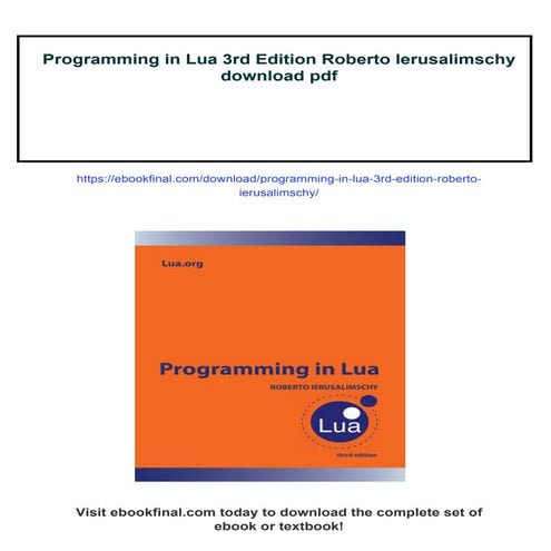 Programming in Lua 3rd Edition Roberto Ierusalimschy | PDF