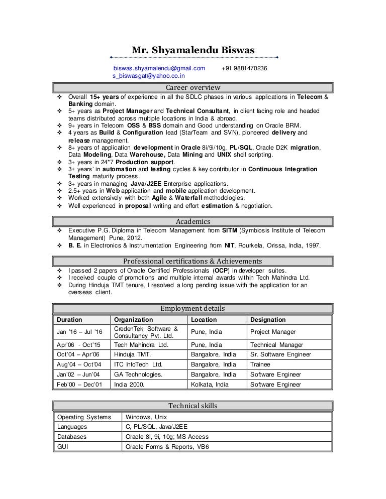 resume shyamalendu