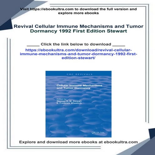 Revival Cellular Immune Mechanisms and Tumor Dormancy 1992 First ...