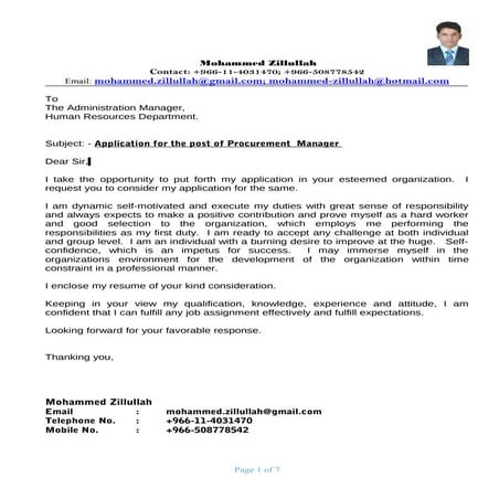 PROCUREMENT MANAGER - RESUME