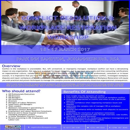 CONFLICT RESOLUTION & WORKPLACE RESTORATION WORKSHOP