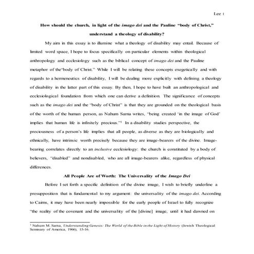 Theology of Disability Thesis