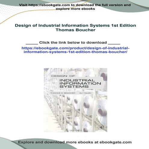 PDF Design of Industrial Information Systems 1st Edition Thomas Boucher download