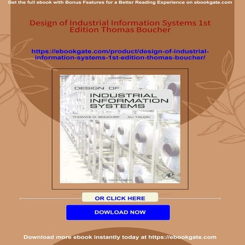 Design of Industrial Information Systems 1st Edition Thomas Boucher