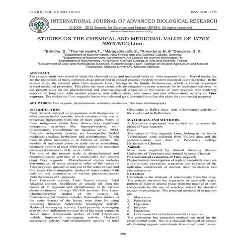 37.Studies on the chemical and medicinal value of Vitex negundo Linn.