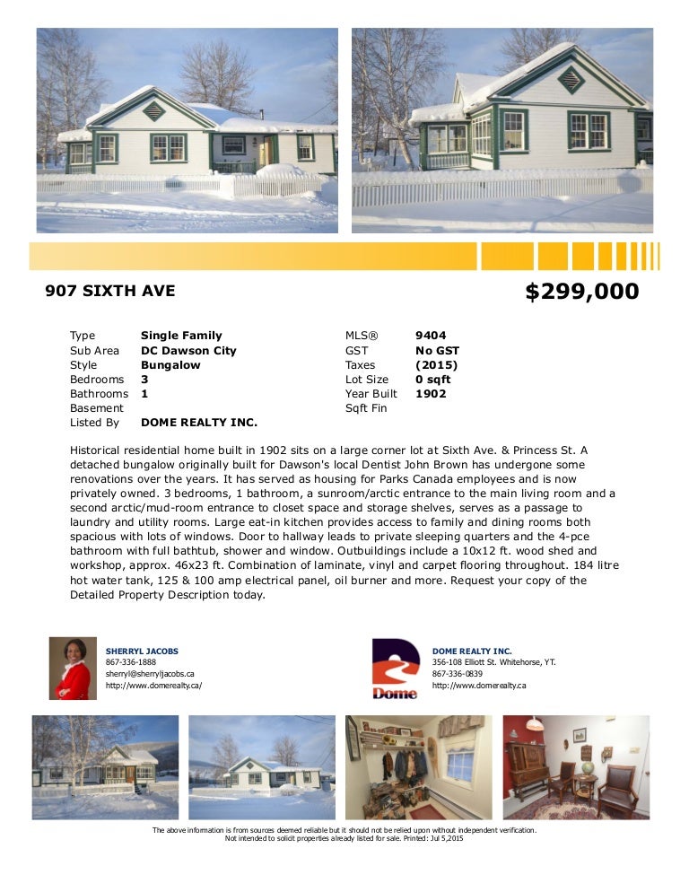 907 SIXTH AVE DAWSON CITY REAL ESTATE YUKON HOMES FOR SALE