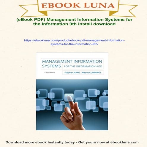 (eBook PDF) Management Information Systems for the Information 9th