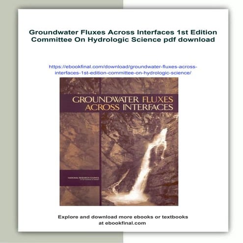 Groundwater Fluxes Across Interfaces 1st Edition Committee On ...