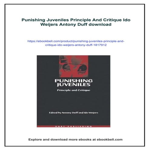Punishing Juveniles Principle And Critique Ido Weijers Antony Duff