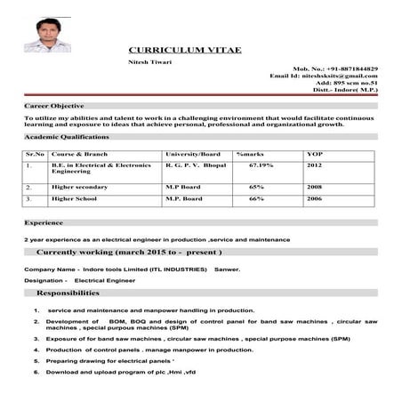 Nitesh Tiwari resume