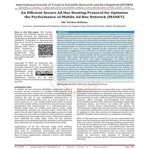 An Efficient Secure Ad Hoc Routing Protocol for Optimize the Performance of M...