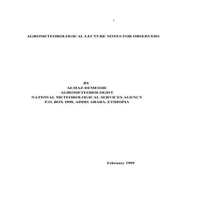 AGROMETEOROLOGICAL LECTURE NOTES FOR OBSERVERS 2 | PDF