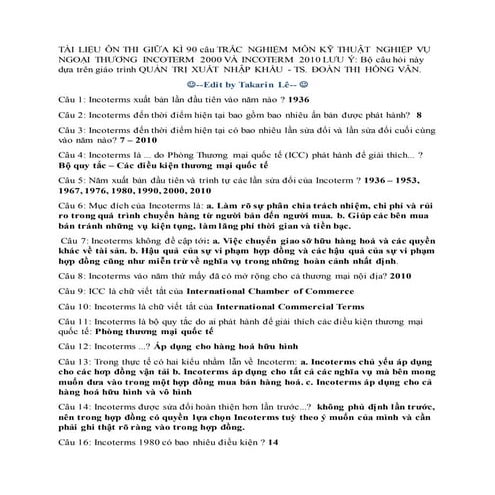 90 câu trắc nghiệm môn kĩ thuật nghiệp vụ ngoại thương (đã chỉnh sửa)