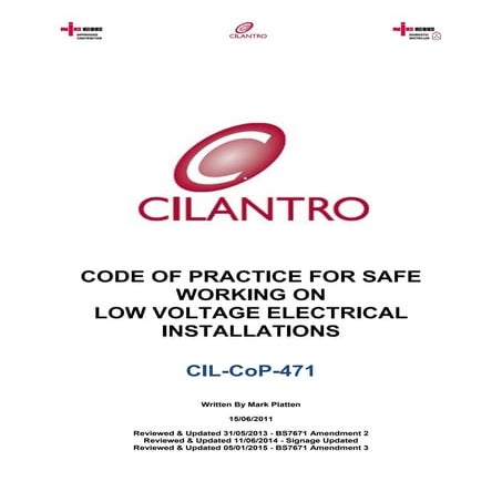 CODE OF PRACTICE FOR SAFE WORKING ON LOW VOLTAGE SYSTEMS Rev 3