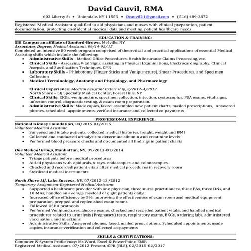 David Cauvil Resume