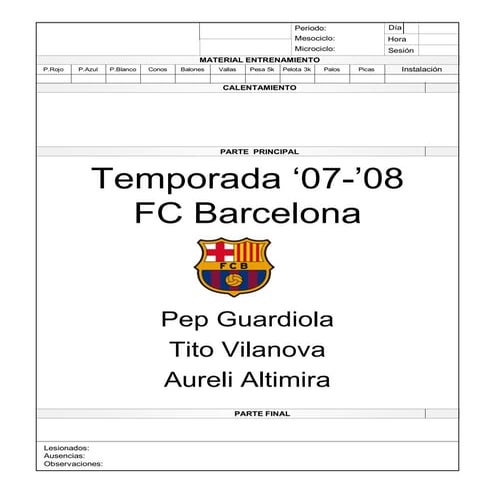 Pep Guardiola - Sesiones de Entrenamiento