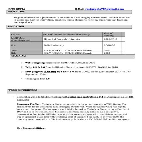 resume ritu gupta