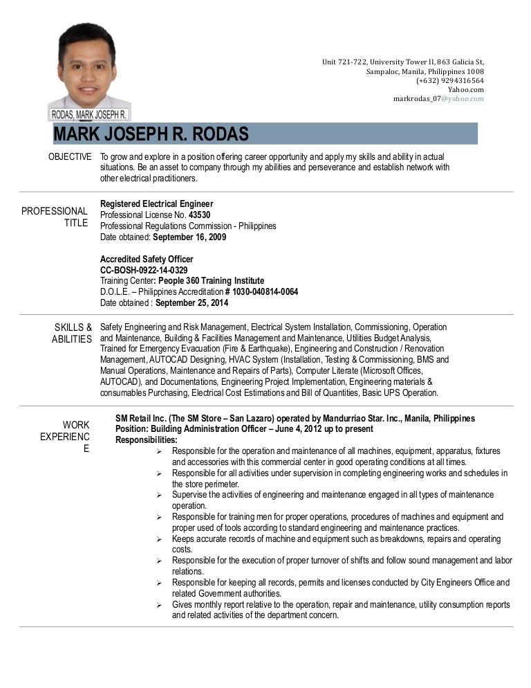 best resume format 2015 philippines resume engr joseph r rodas april 2015 1 best resume format 2015 philippines resume engr joseph r rodas april 2015 1
