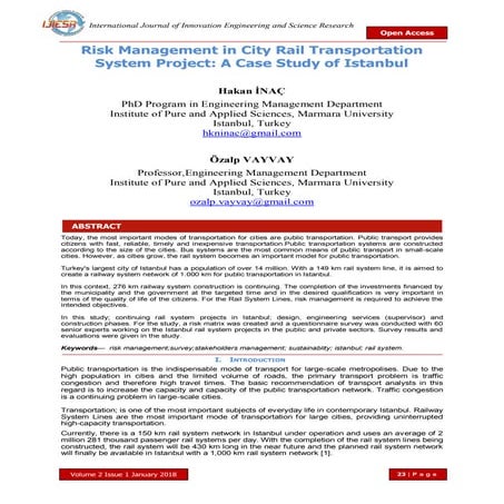Risk Management in Railway Projects | PDF
